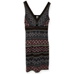 Akemi + Kin Anthropologie Geo Embroidered Column Dress Size 2 V-Neck